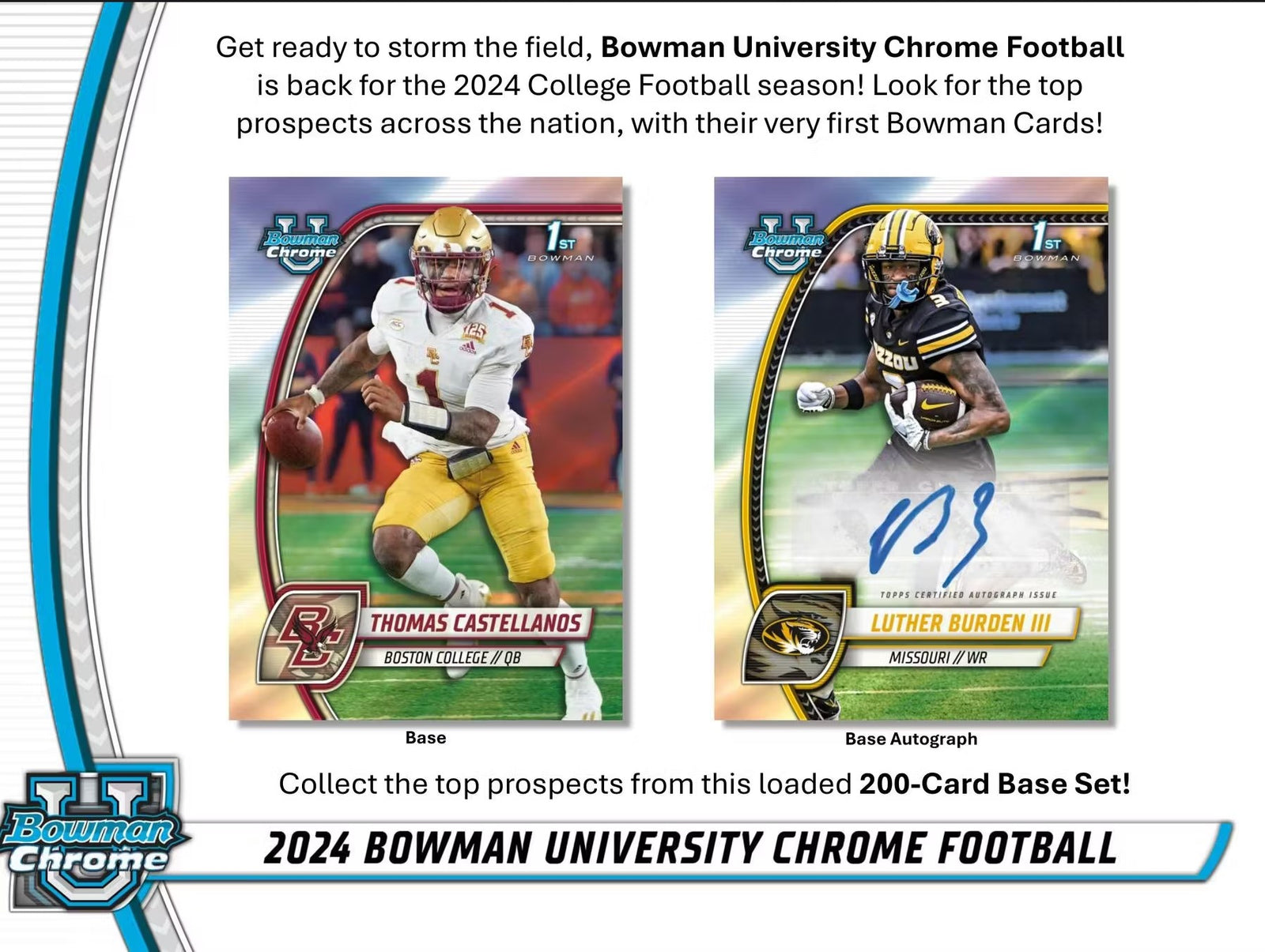 2024 Topps Bowman Chrome University Football Breakers Delight Trading Cards