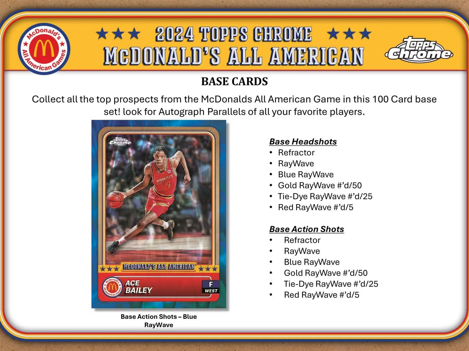 2024 Topps Chrome McDonald's All American Basketball Mega Trading Cards
