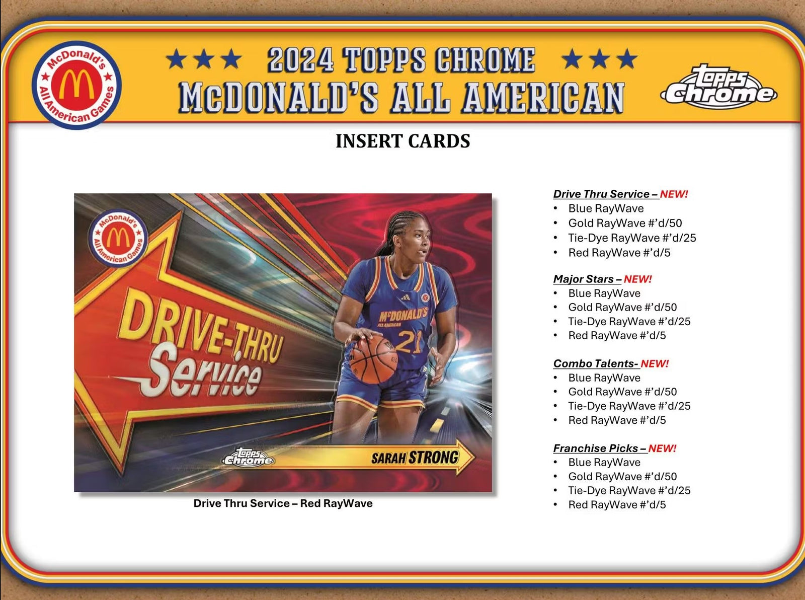 2024 Topps Chrome McDonald's All American Basketball Mega Trading Cards