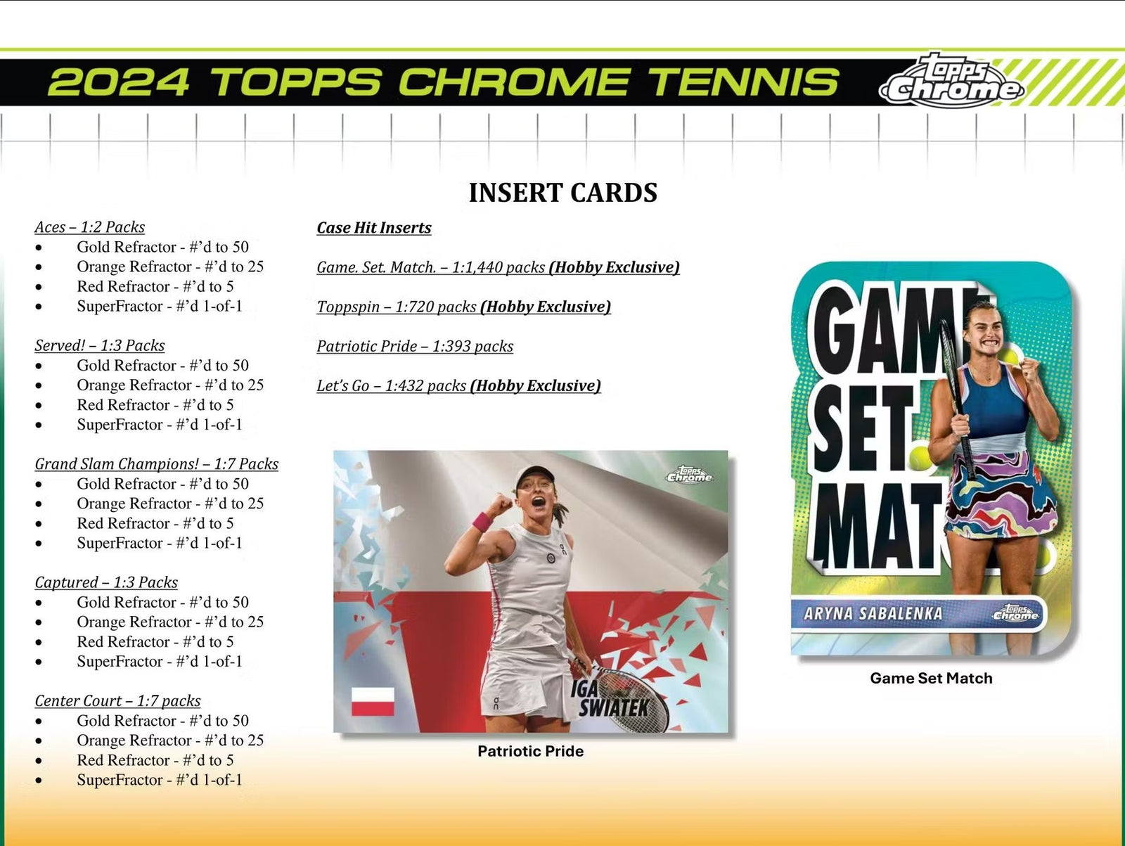 2024 Topps Chrome Tennis Hobby Trading Cards