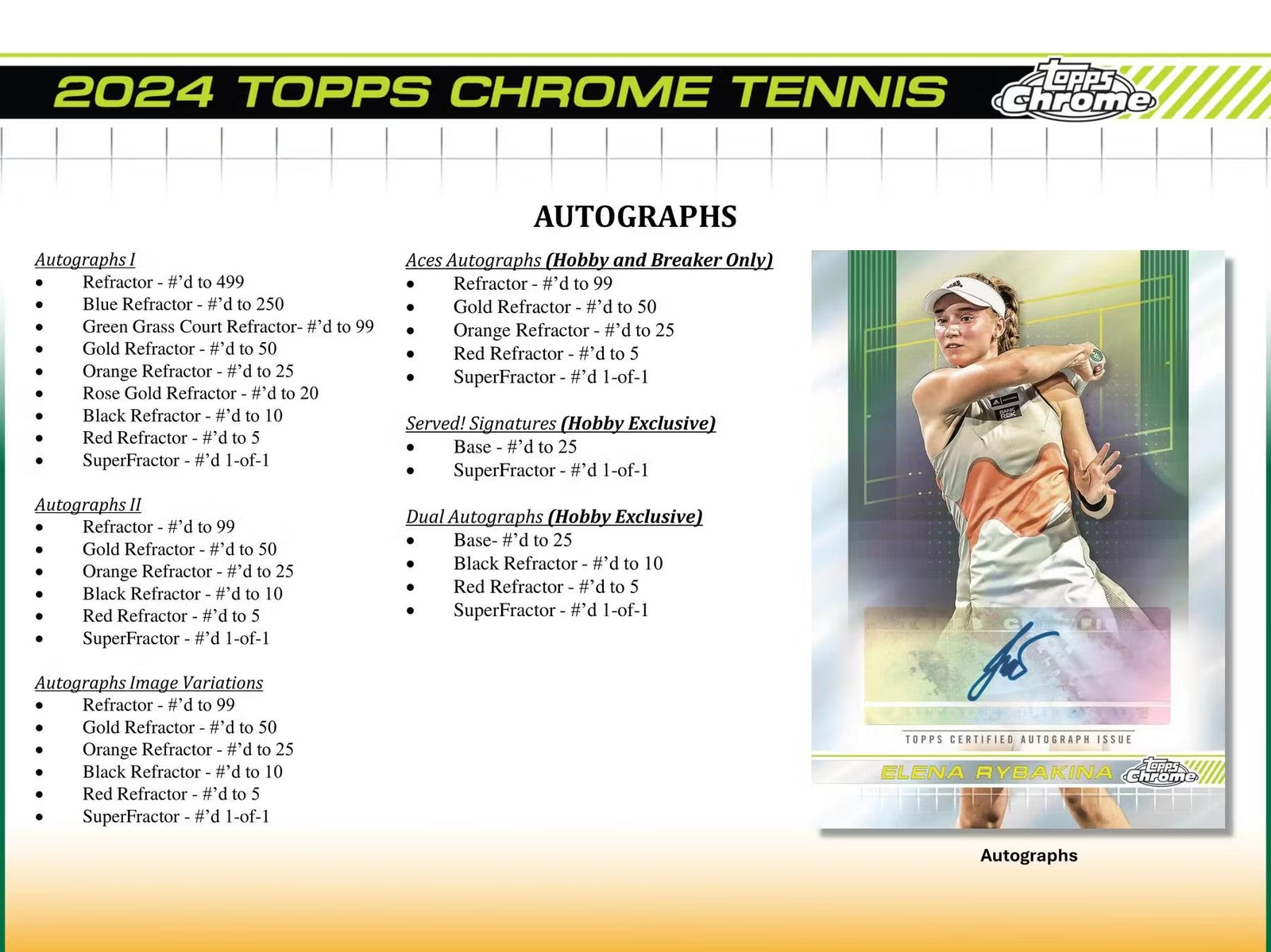 2024 Topps Chrome Tennis Hobby Trading Cards