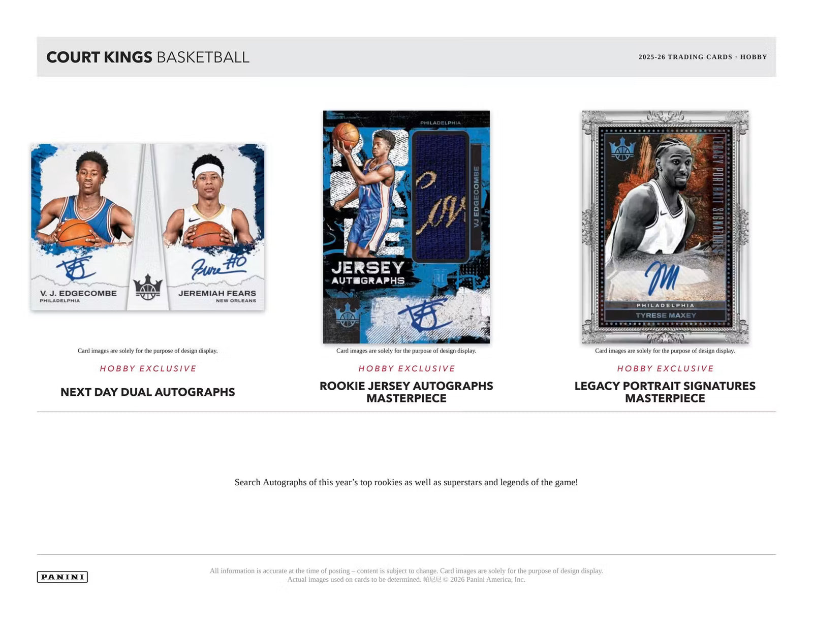 2025-26 Panini Court Kings Basketball Hobby Trading Cards
