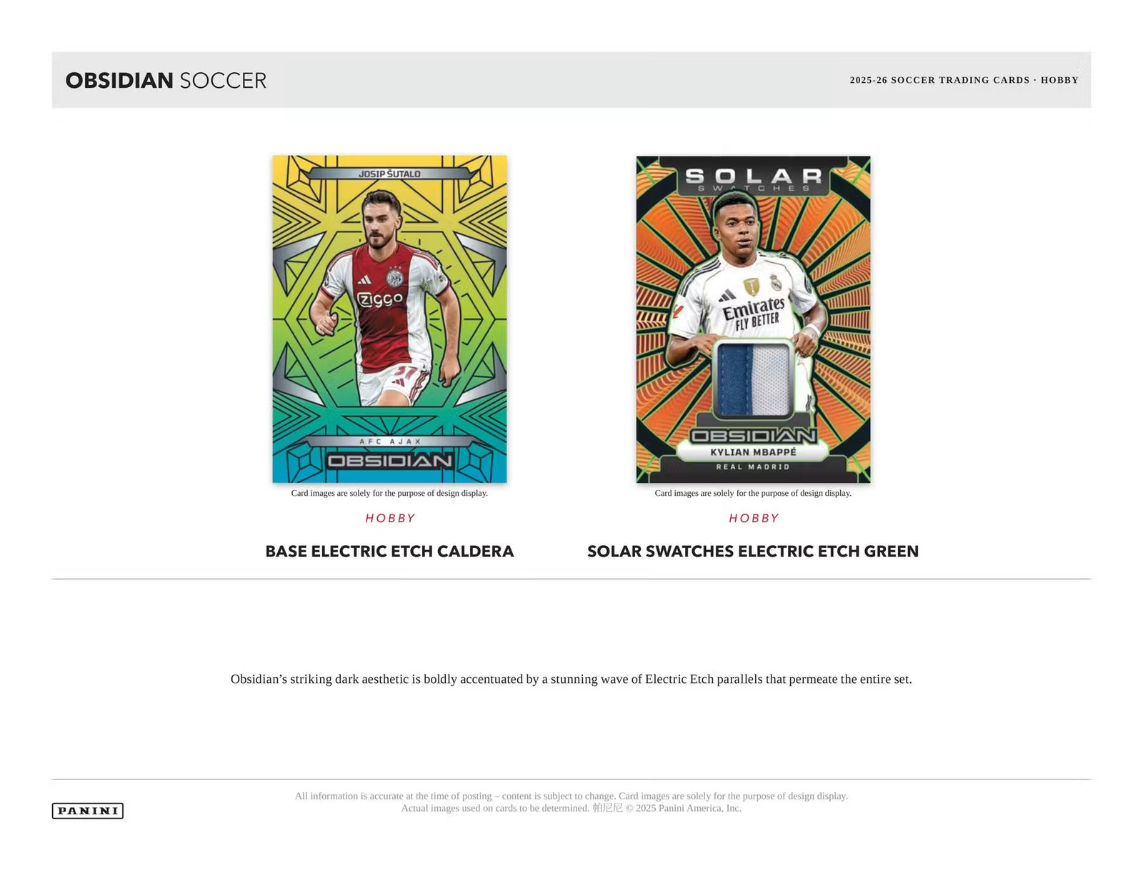 2025-26 Panini Obsidian Soccer Hobby Trading Cards LV