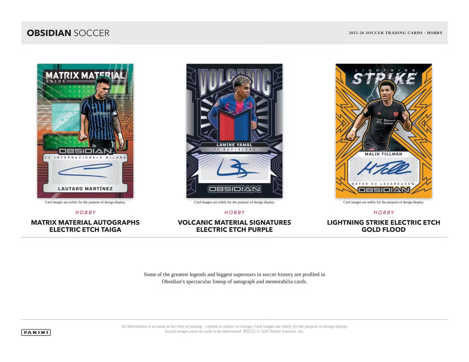 2025-26 Panini Obsidian Soccer Hobby Trading Cards LV