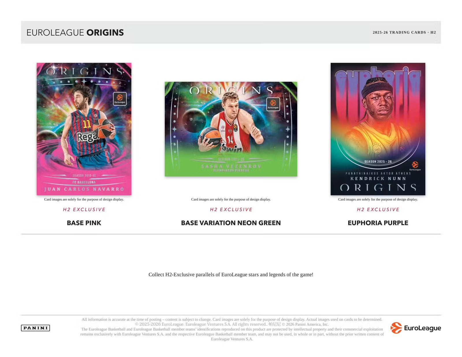 2025-26 Panini Origins EuroLeague Basketball H2 Trading Cards