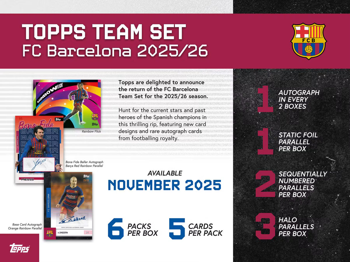 2025-26 Topps Soccer FC Barcelona Team Set Trading Cards LV