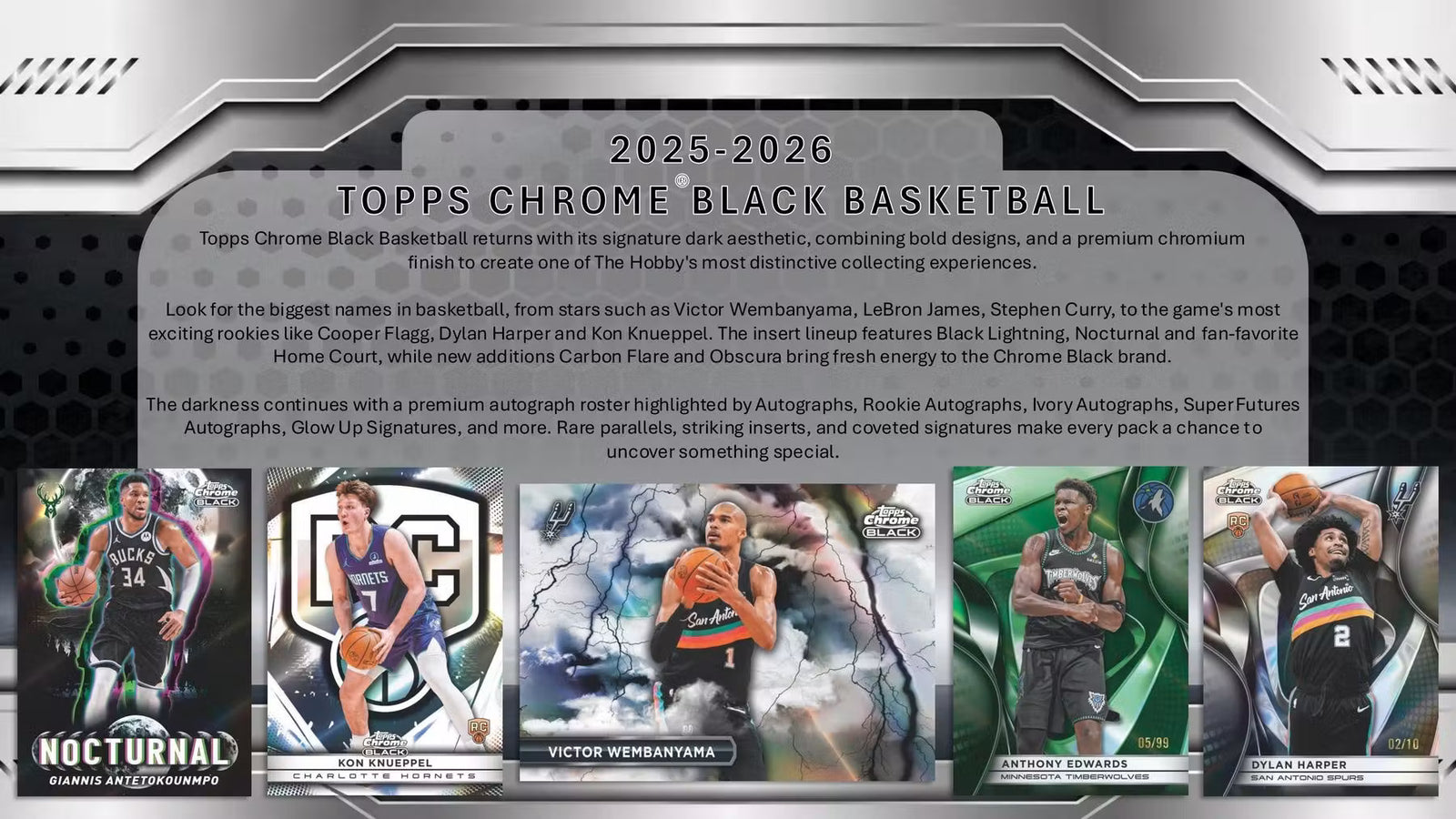 2025-26 Topps Chrome Black Basketball Hobby Trading Cards