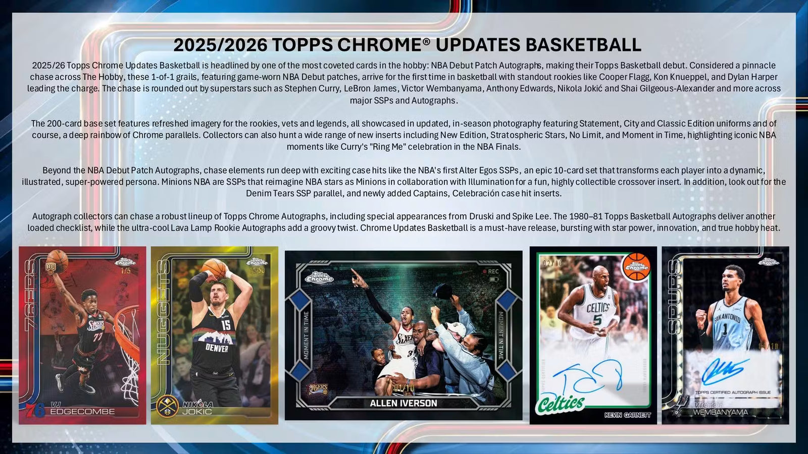 2025-26 Topps Chrome Update Series Basketball Jumbo Trading Cards