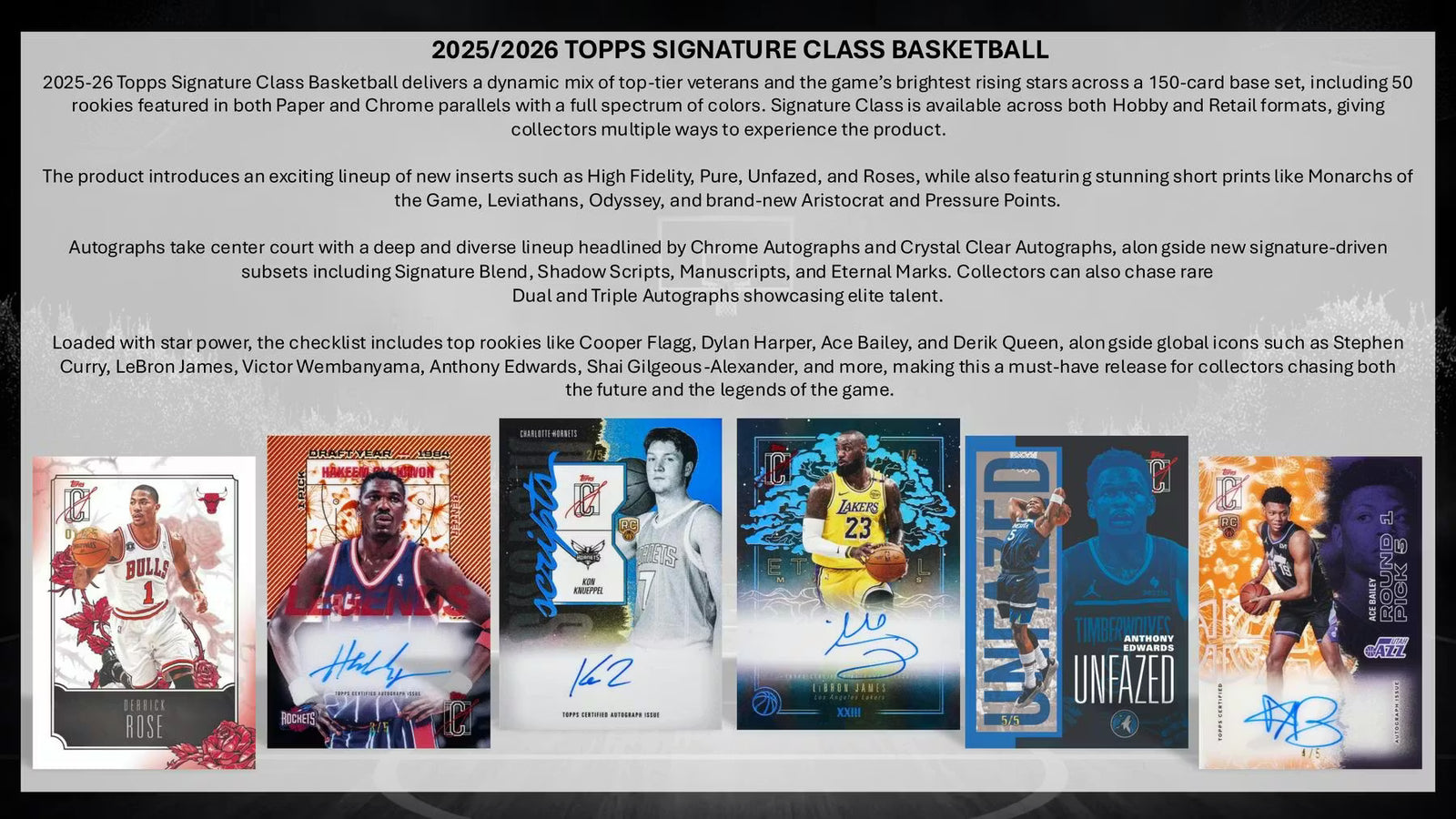 2025-26 Topps Signature Class Basketball Jumbo Trading Cards