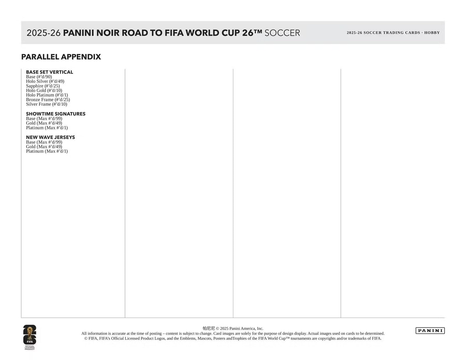 2025-26 Panini Noir Soccer Road to FIFA World Cup Hobby Trading Cards LV
