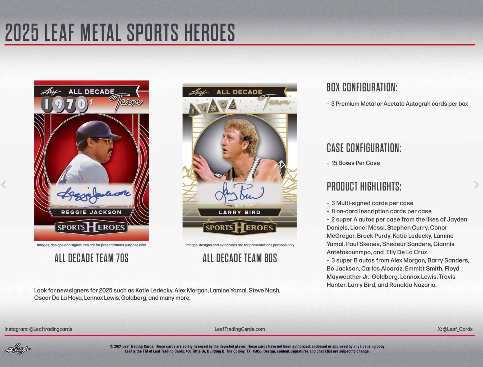 2025 Leaf Metal Sports Heroes Hobby Trading Cards