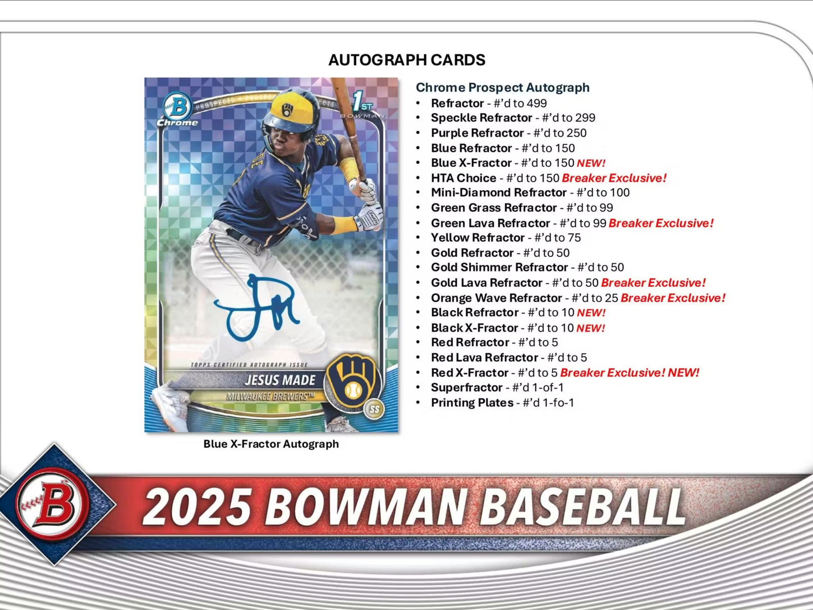 2025 Topps Bowman Baseball Breakers Delight Trading Cards