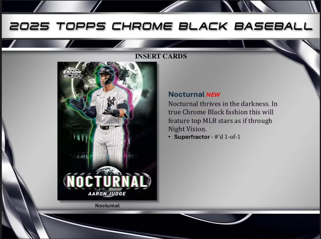 2025 Topps Chrome Black Baseball Hobby Trading Cards
