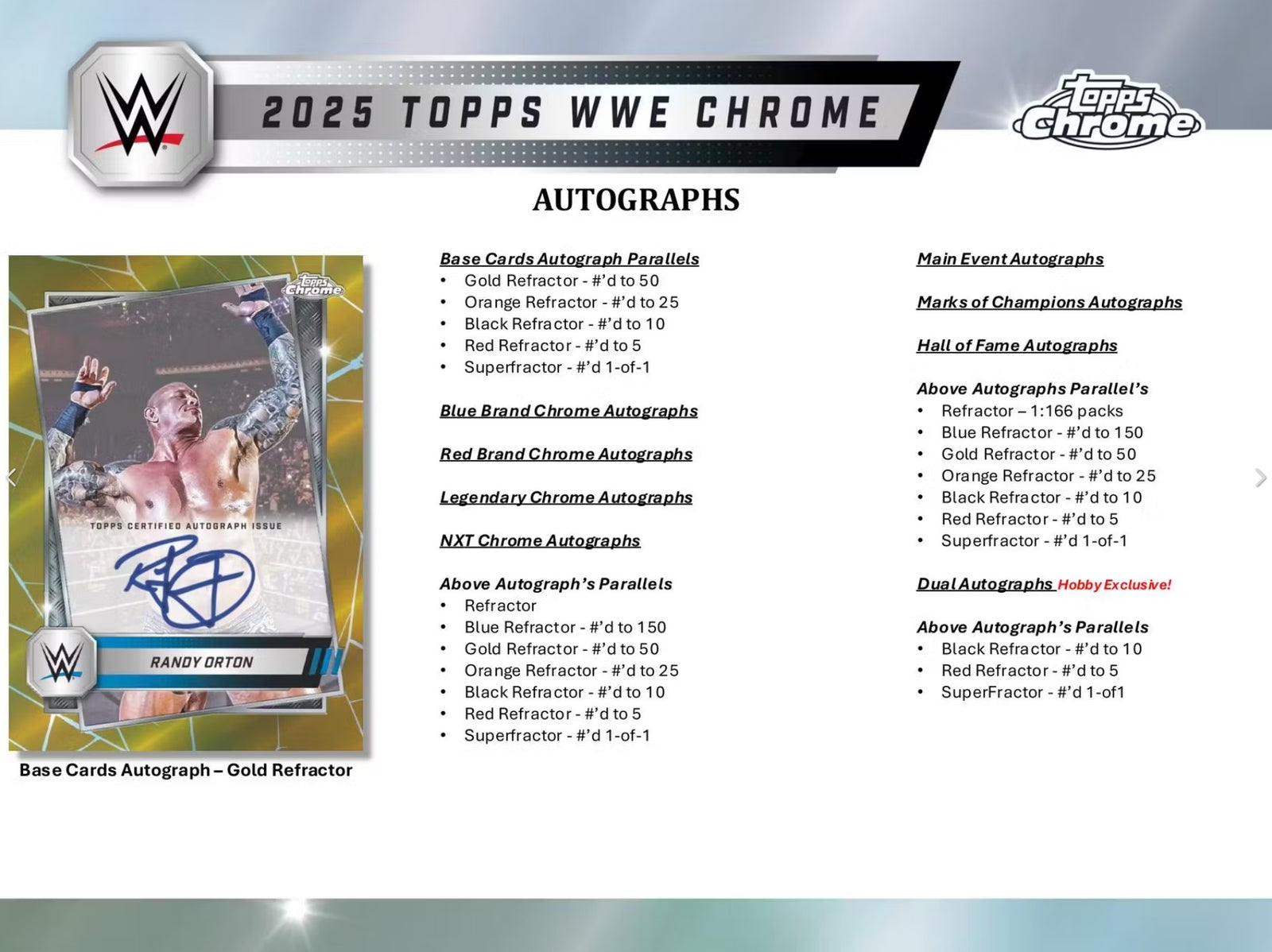 2025 Topps Chrome WWE Hobby Trading Cards