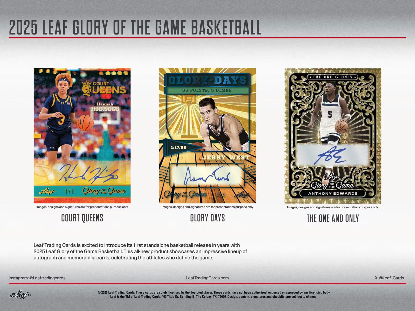 2025 Leaf Glory of the Game Basketball Hobby Trading Cards