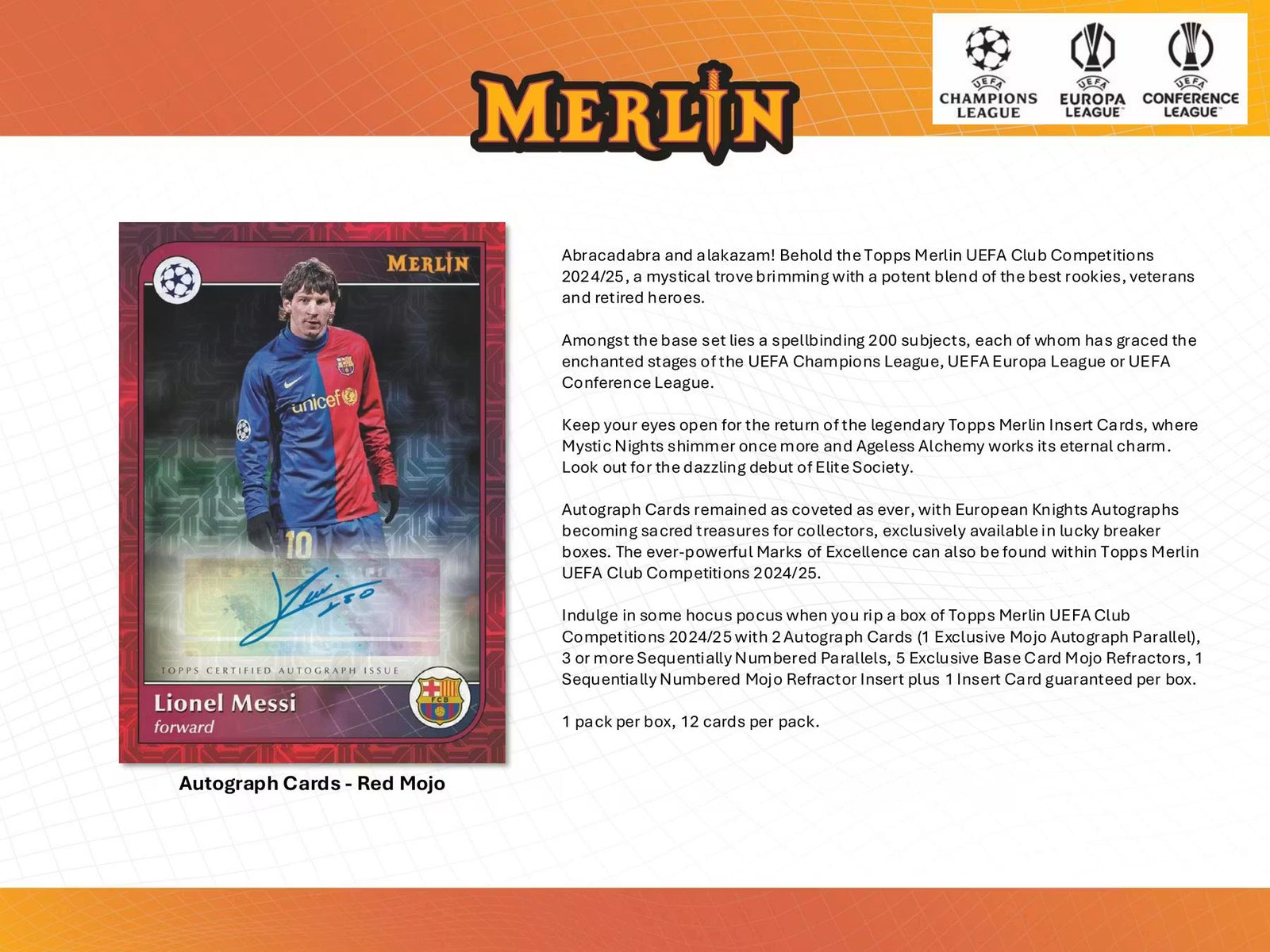 2024-25 Topps Chrome Merlin Soccer UEFA Club Competition Hobby Trading Cards