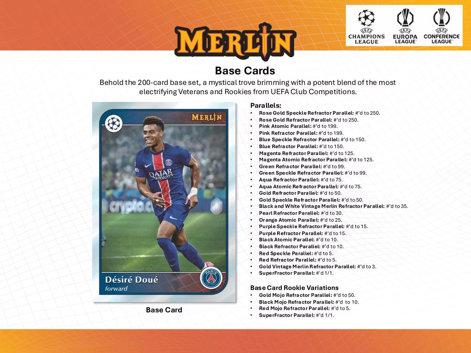 2024-25 Topps Chrome Merlin Soccer UEFA Club Competition Hobby Trading Cards