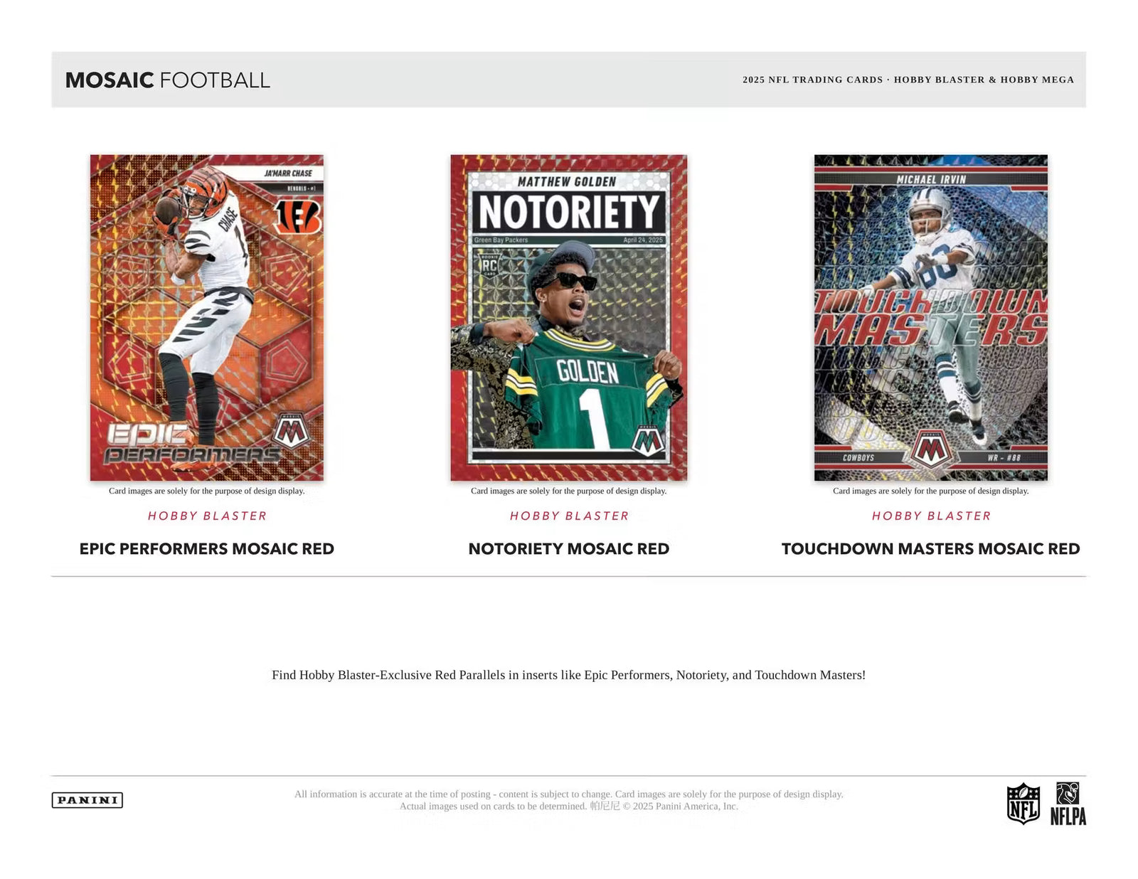 2025 Panini Mosaic Football Mega Hobby Camo Red Parallels Trading Cards
