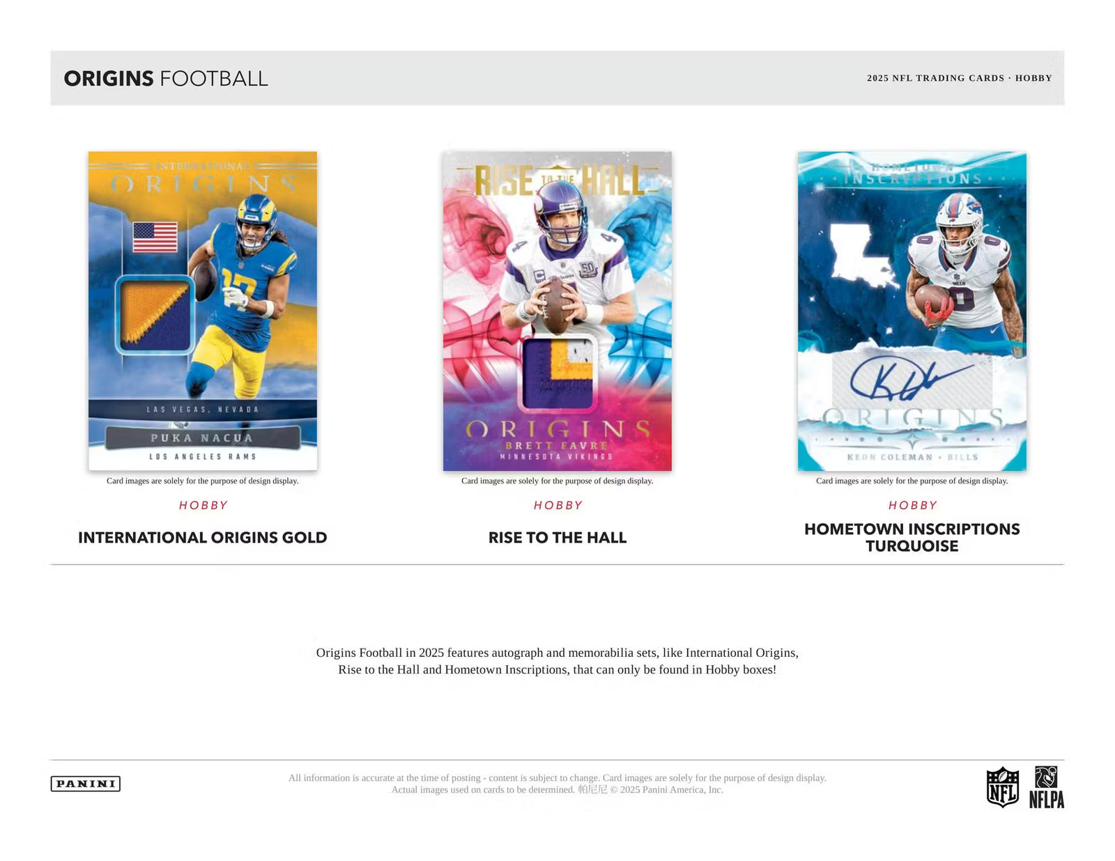 2025 Panini Origins Football Hobby Trading Cards