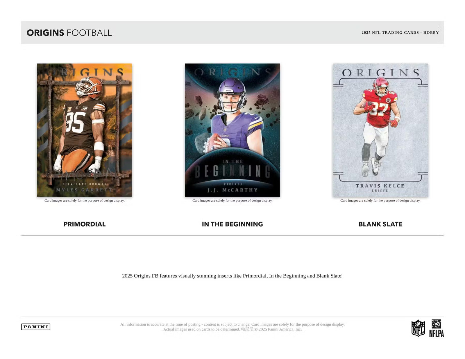 2025 Panini Origins Football Hobby Trading Cards