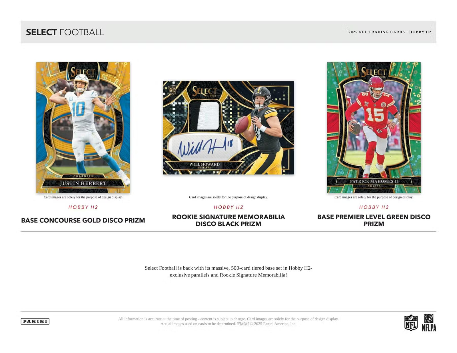 2025 Panini Select Football H2 Trading Cards