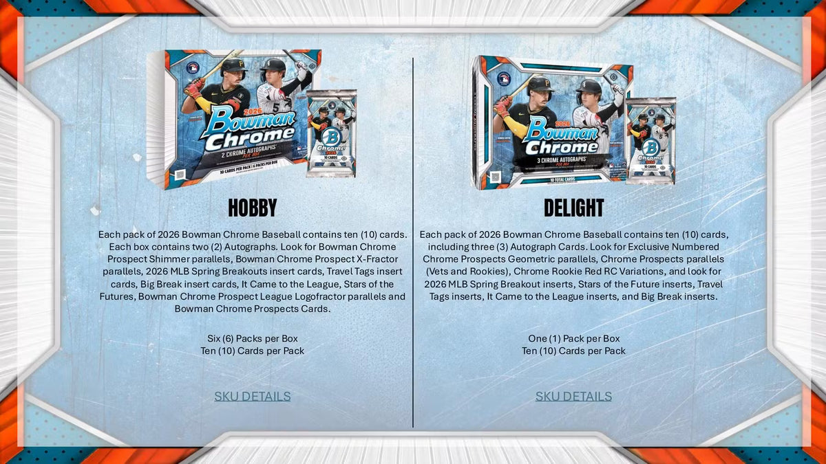 2026 Topps Bowman Chrome Baseball Delight Trading Cards