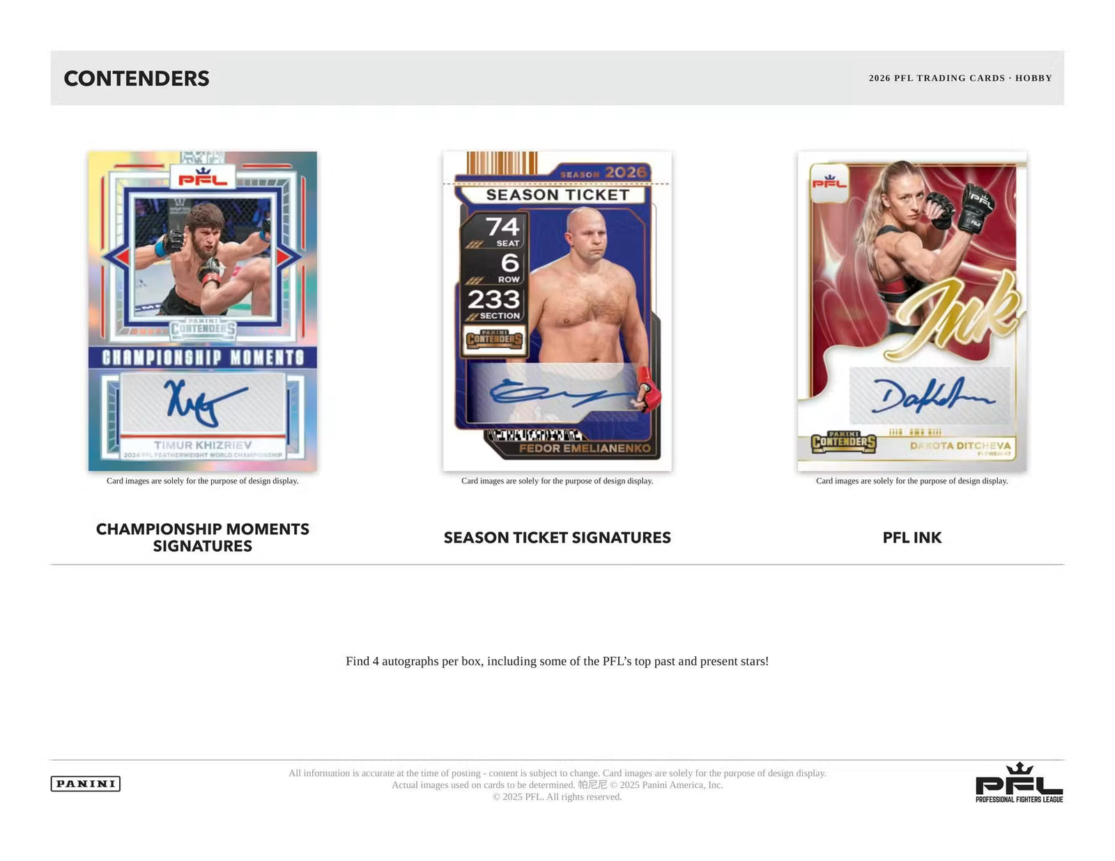2026 Panini Contenders Professional Fighters League PFL Hobby Trading Cards