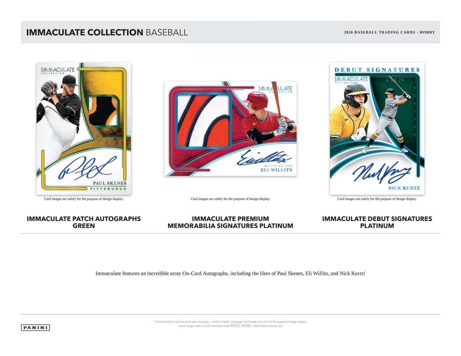 2026 Panini Immaculate Baseball Hobby Trading Cards
