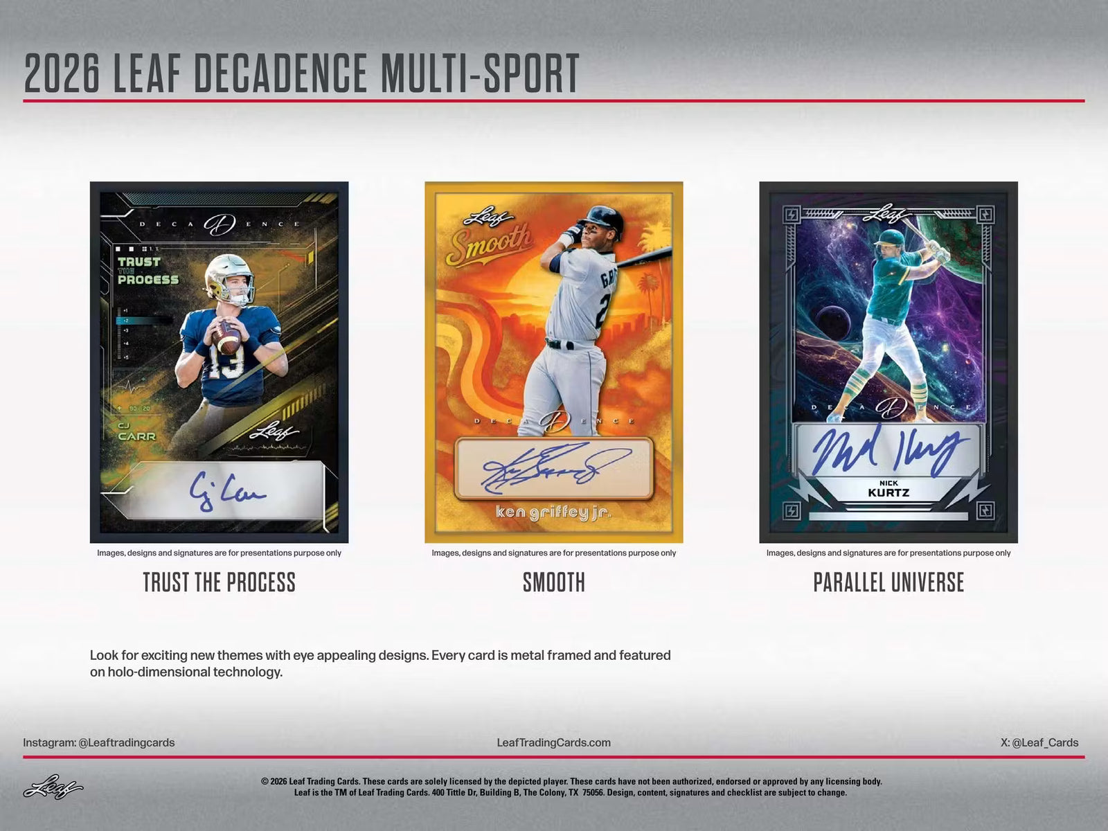 2026 Leaf Decadence Multisport Hobby Trading Cards