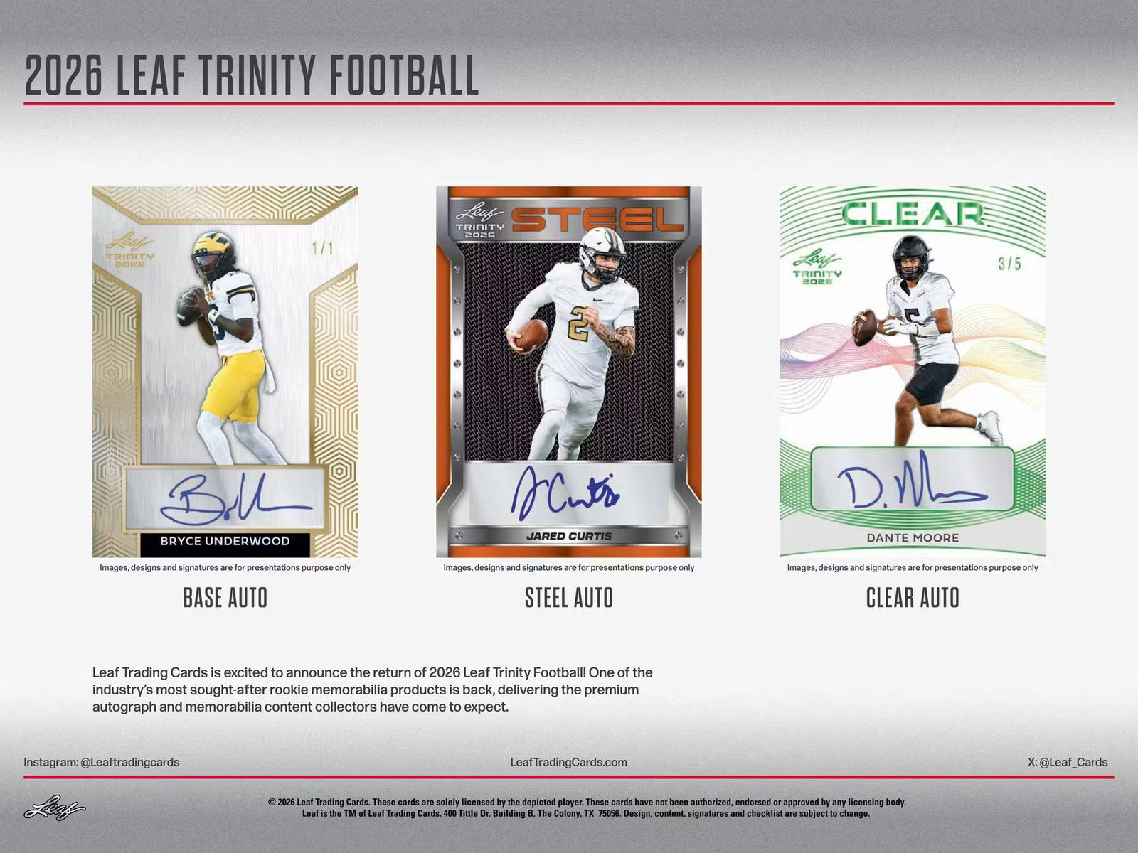 2026 Leaf Trinity Football Hobby Trading Cards