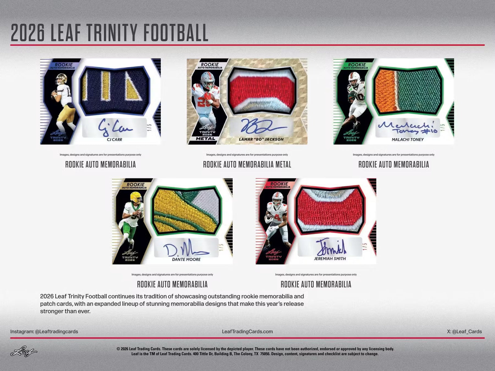 2026 Leaf Trinity Football Hobby Trading Cards