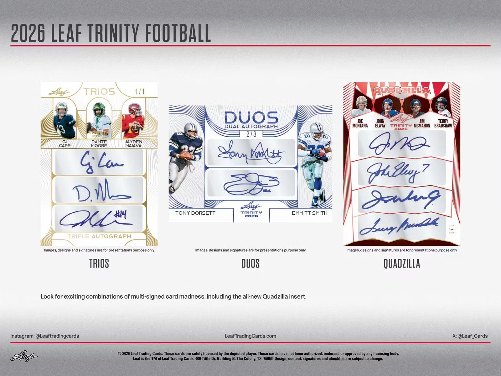 2026 Leaf Trinity Football Jumbo Trading Cards