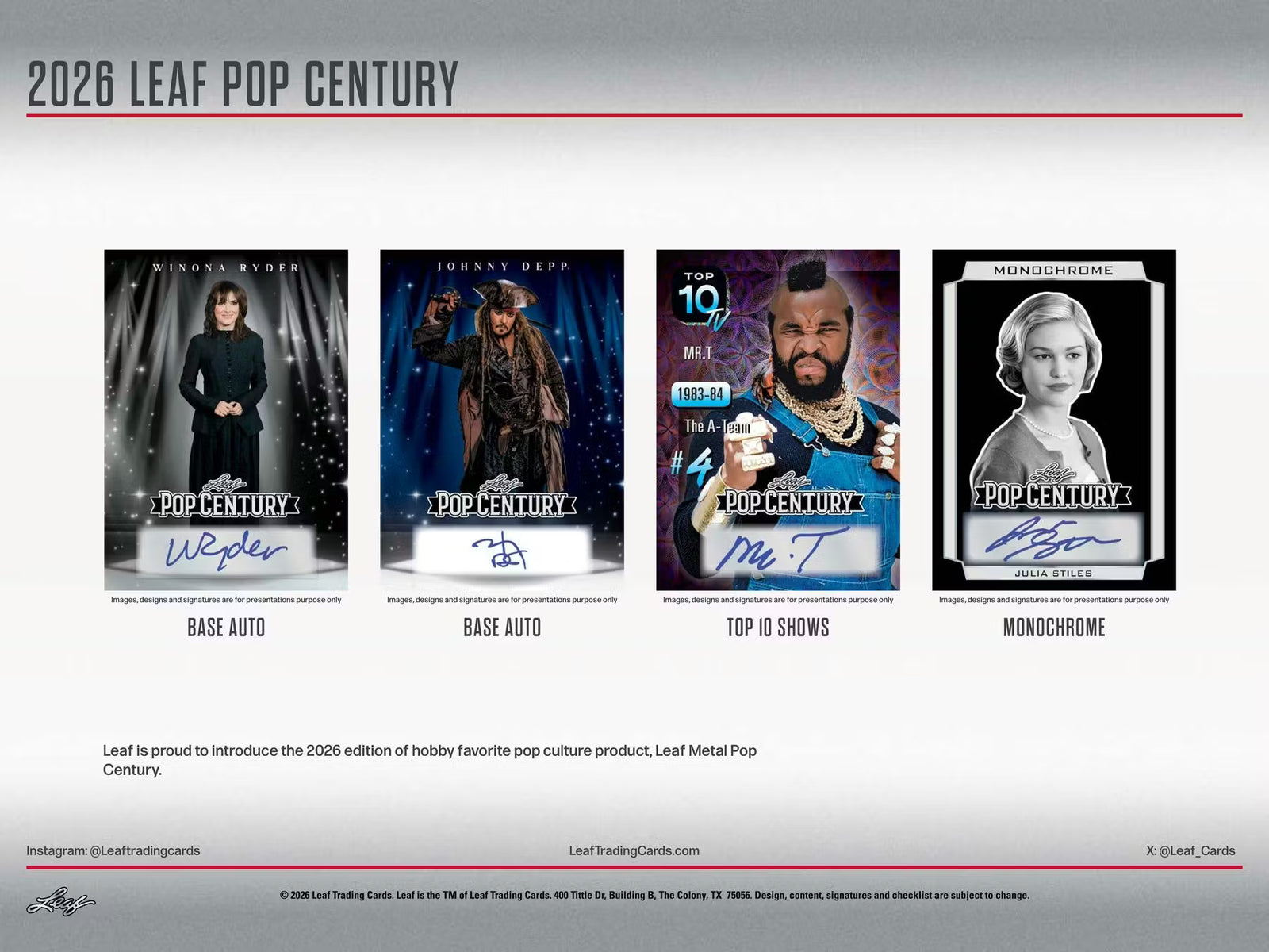 2026 Leaf Metal Pop Century Trading Cards