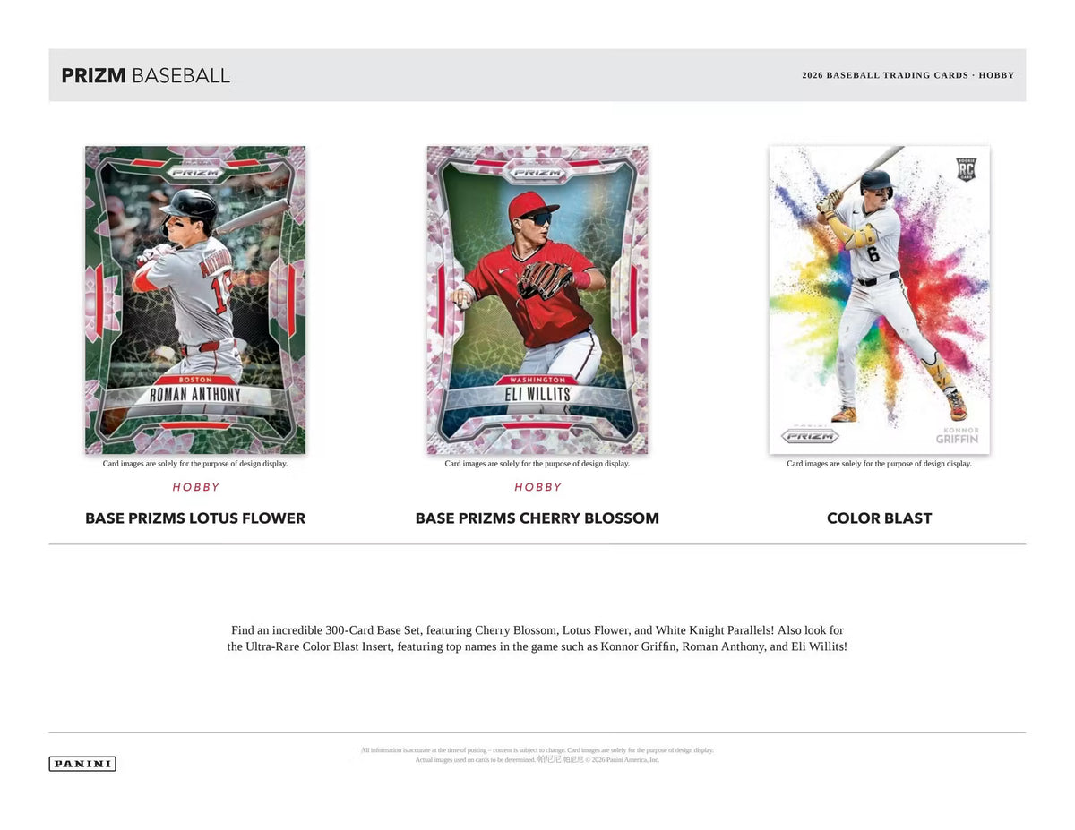 2026 Panini Prizm Baseball Hobby Trading Cards