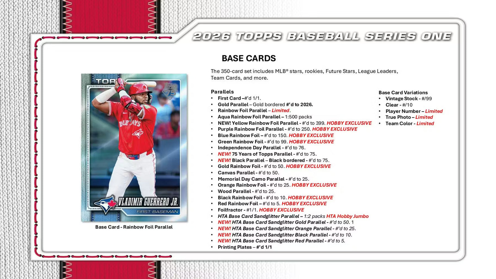 2026 Topps Series 1 Baseball Hobby Trading Cards