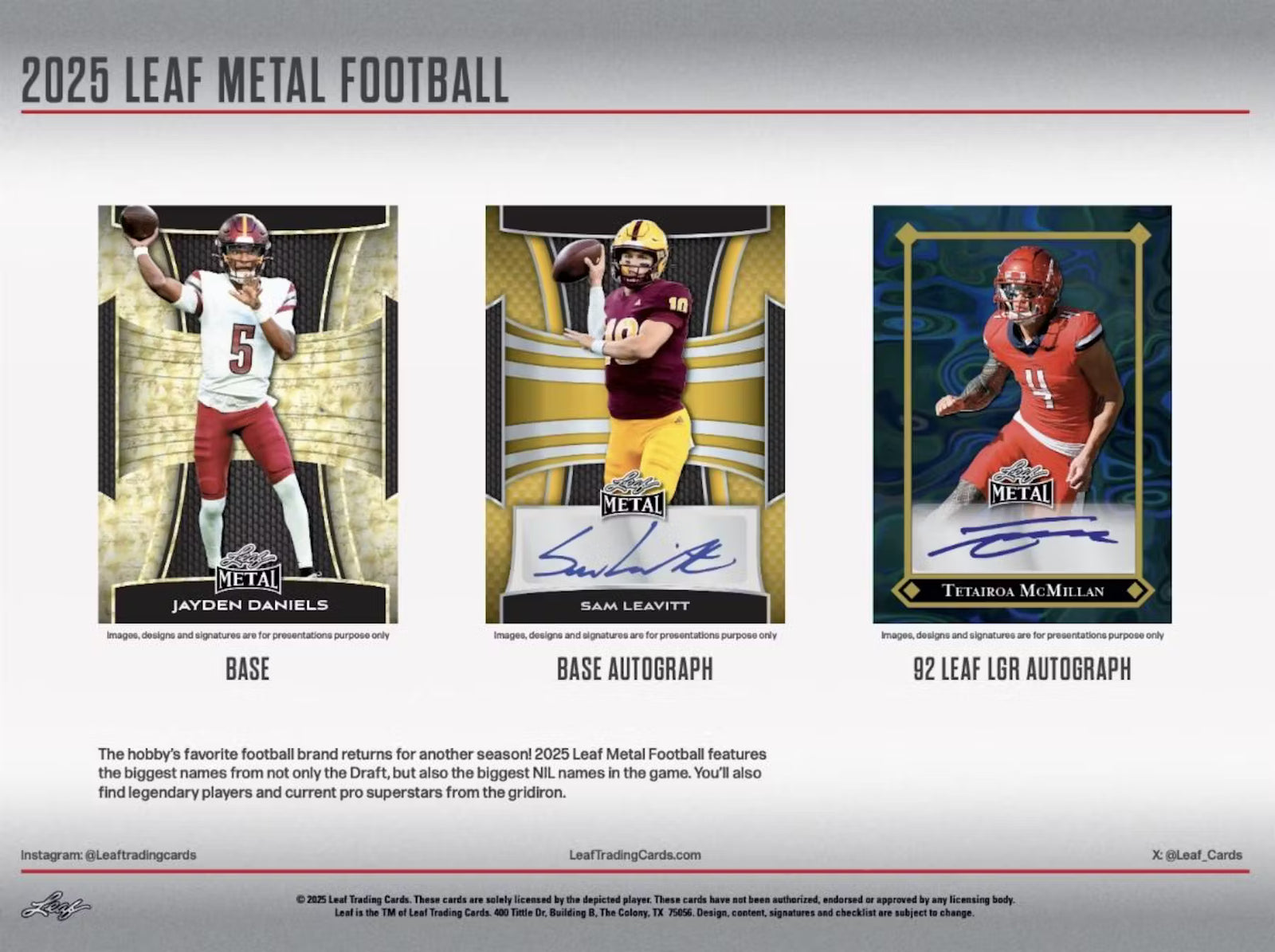 2025 Leaf Metal Football Jumbo Trading Cards