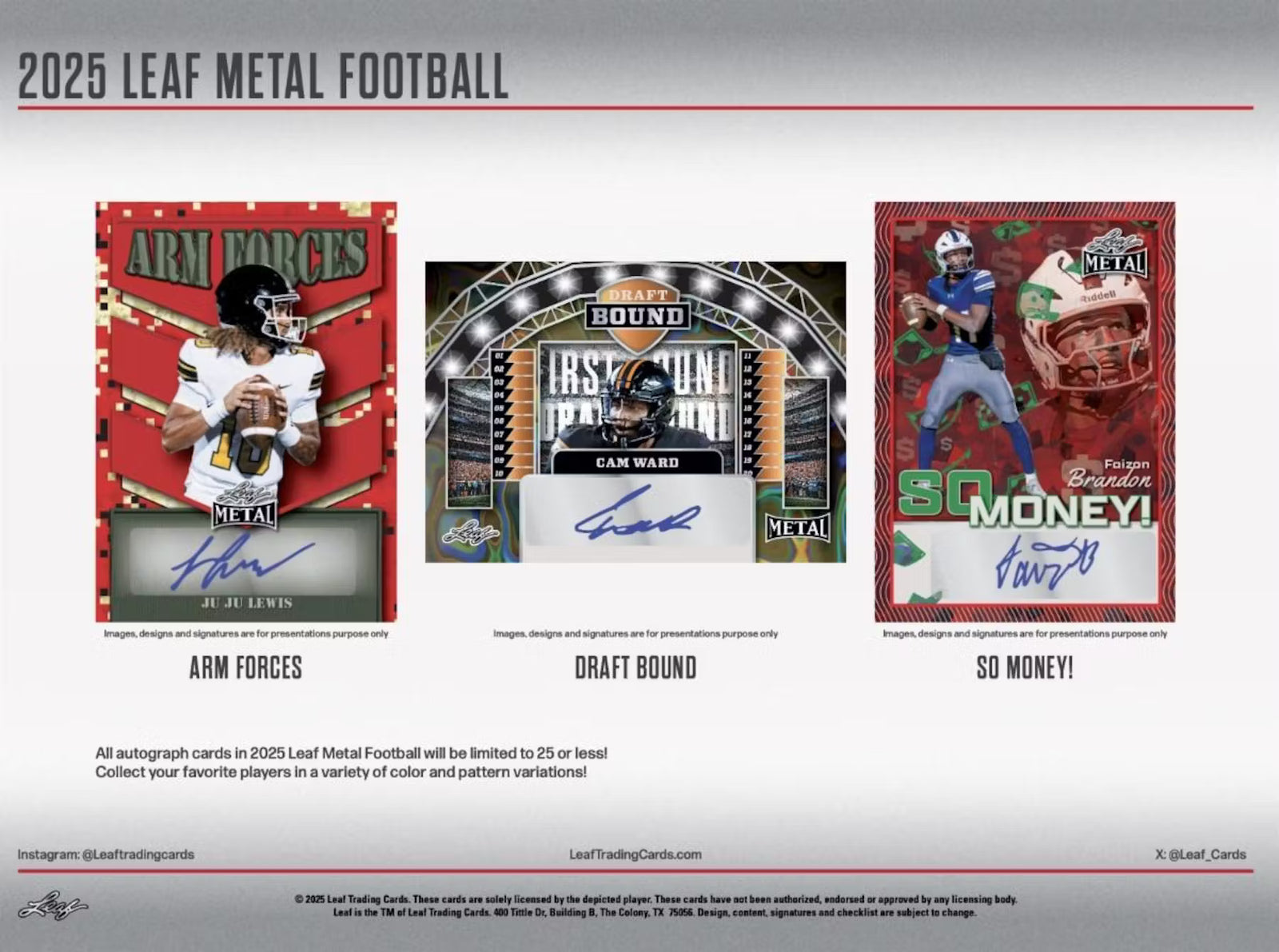 2025 Leaf Metal Football Jumbo Trading Cards