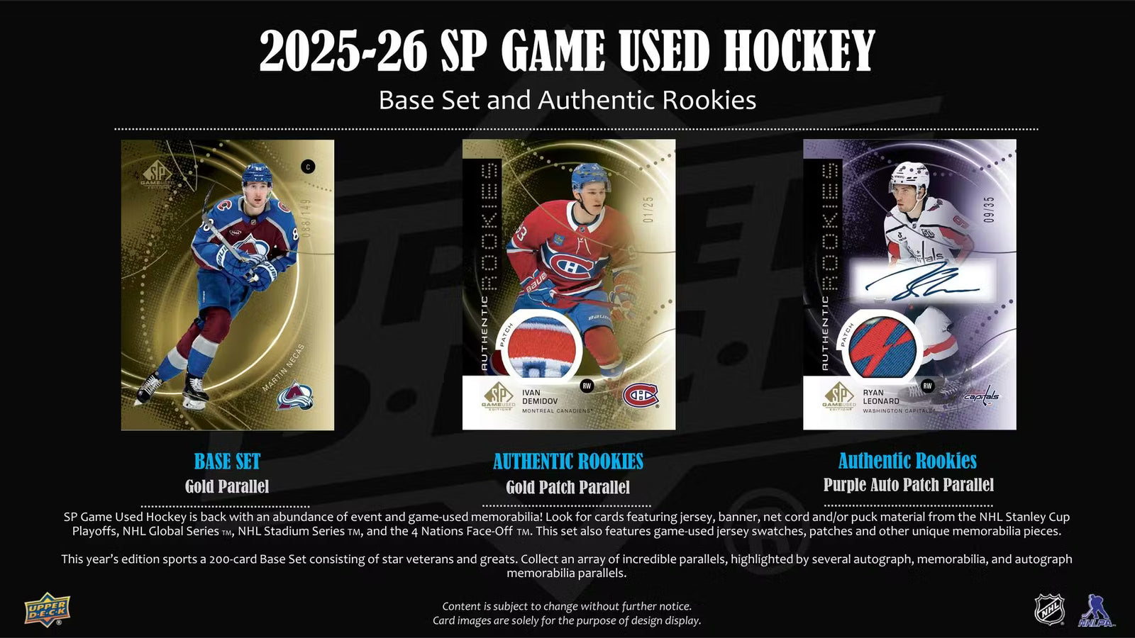 2025-26 Upper Deck SP Game Used Hockey Hobby Trading Cards