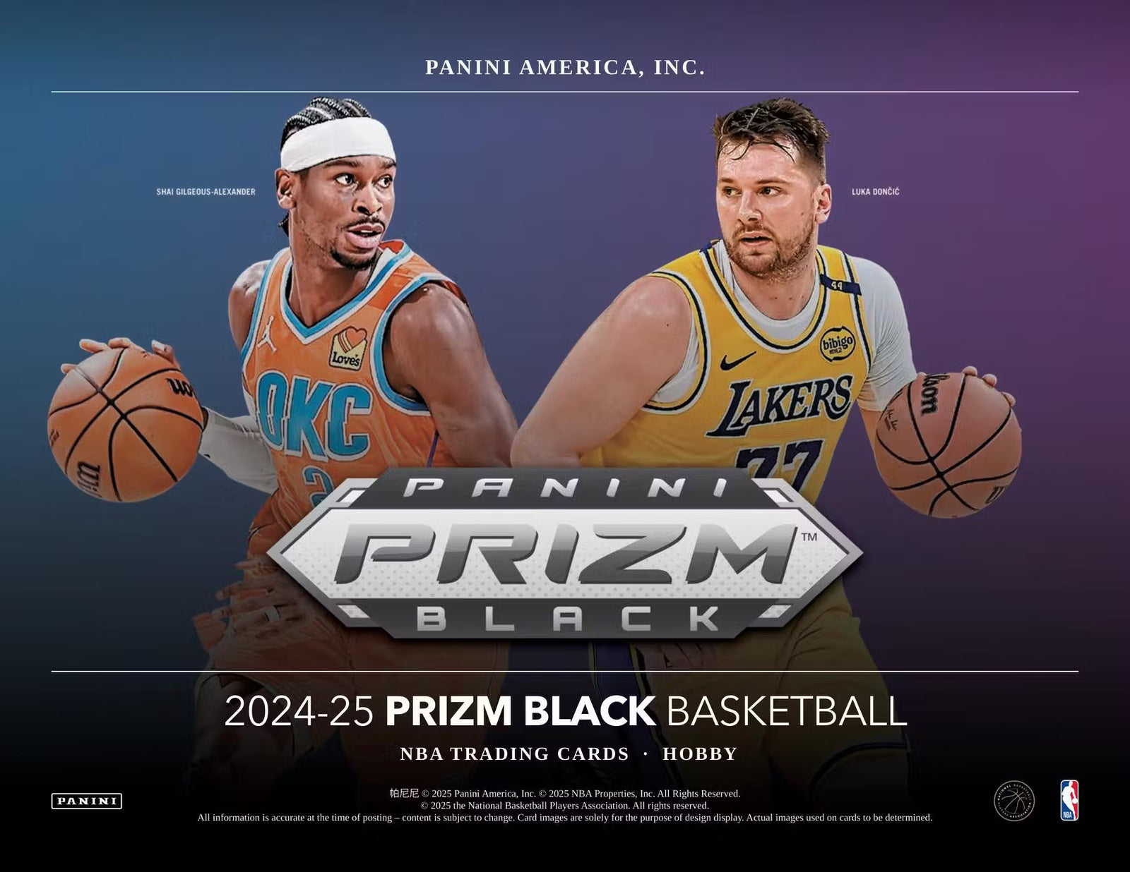 2024-25 Panini Prizm Black Basketball Hobby Trading Cards