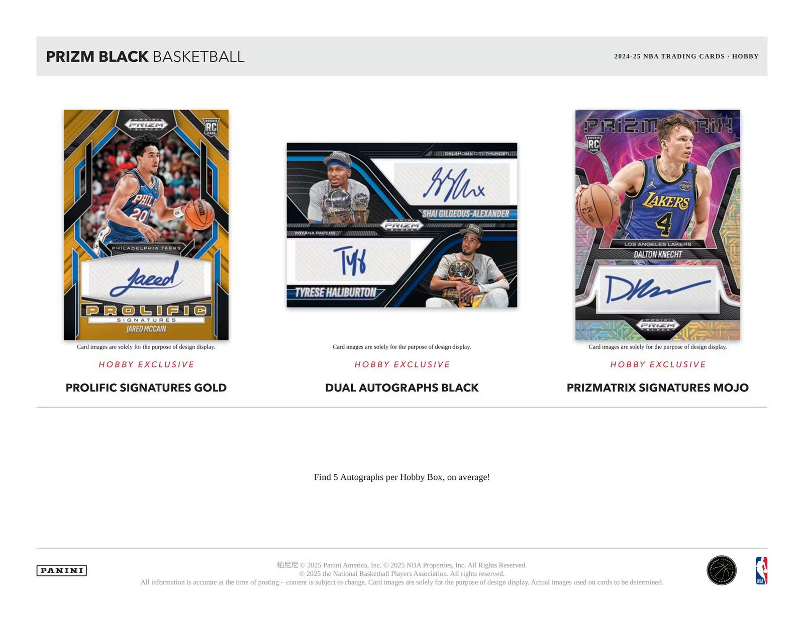 2024-25 Panini Prizm Black Basketball Hobby Trading Cards