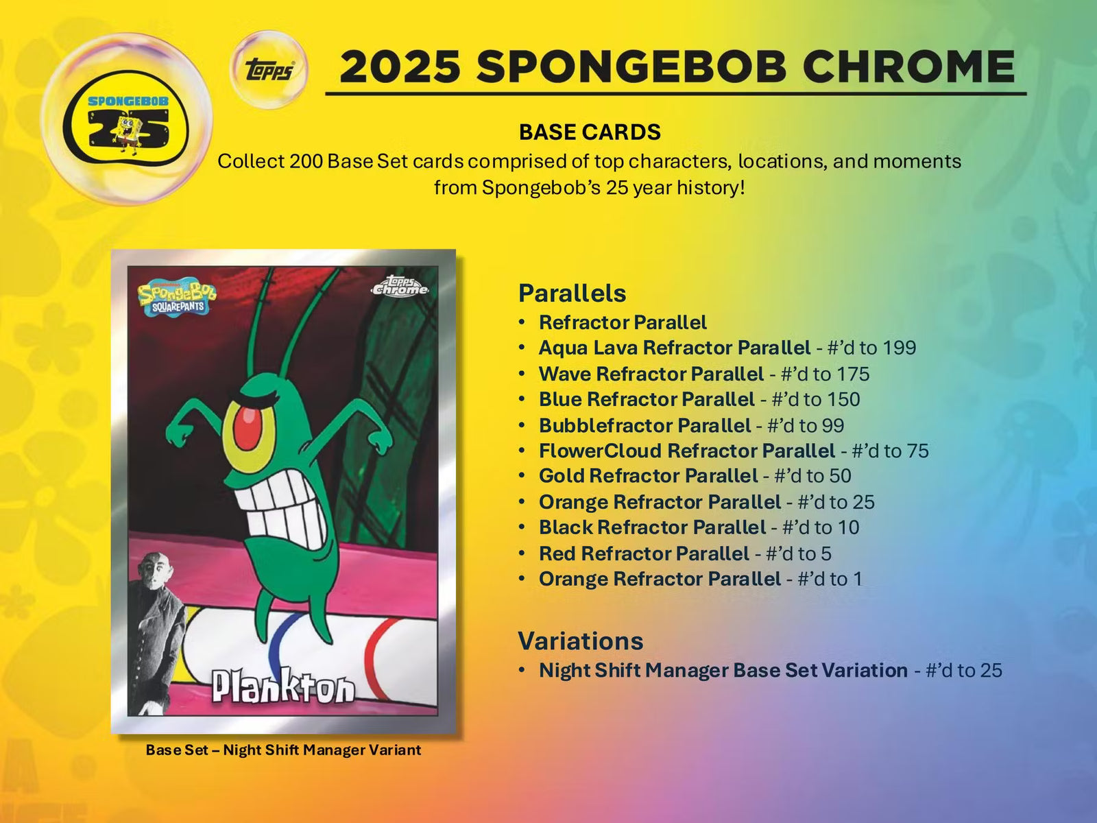 2025 Topps Chrome Spongebob Squarepants 25th Anniversary Hobby Trading Cards