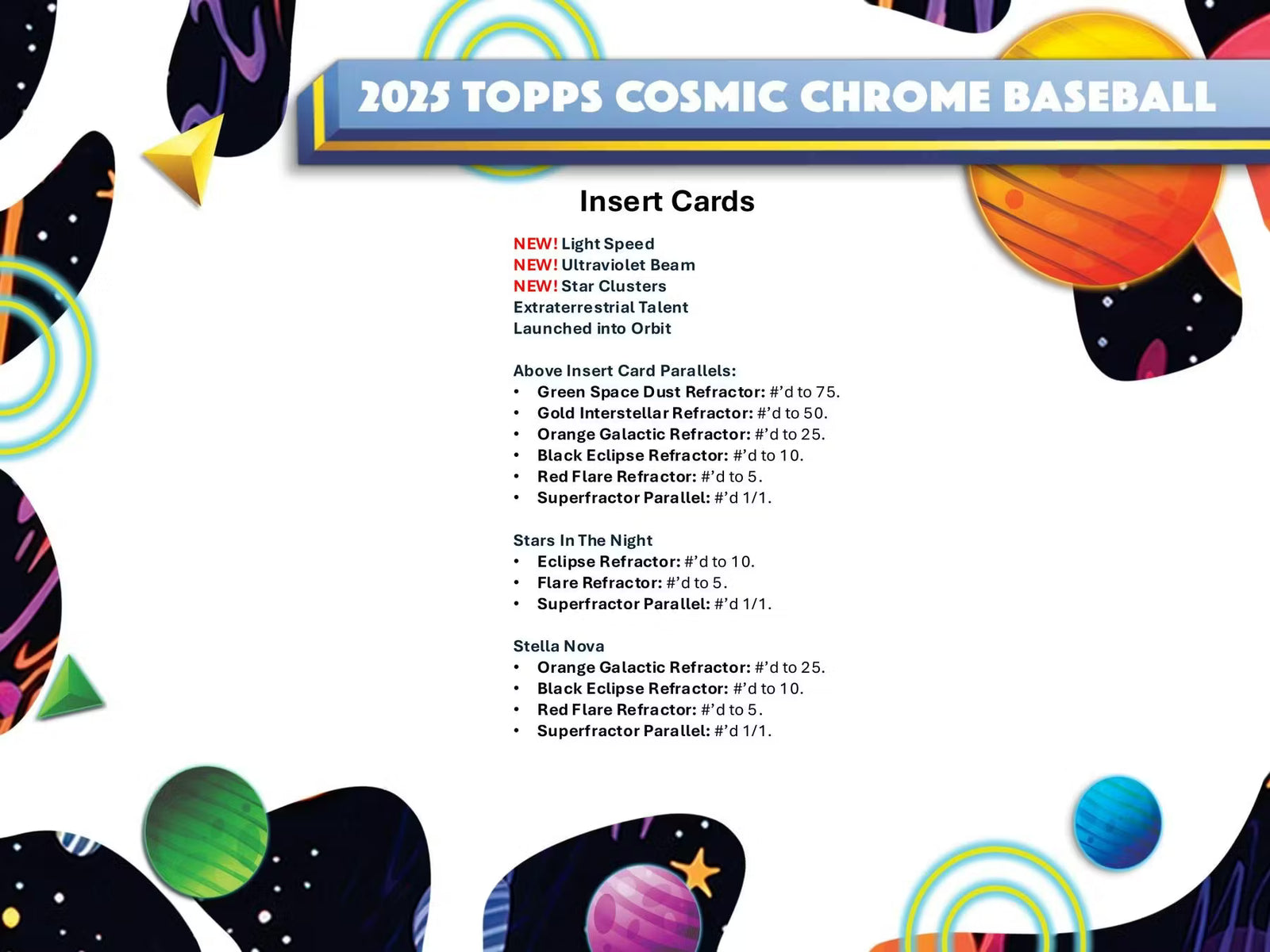 2025 Topps Cosmic Chrome Baseball Hobby Trading Cards