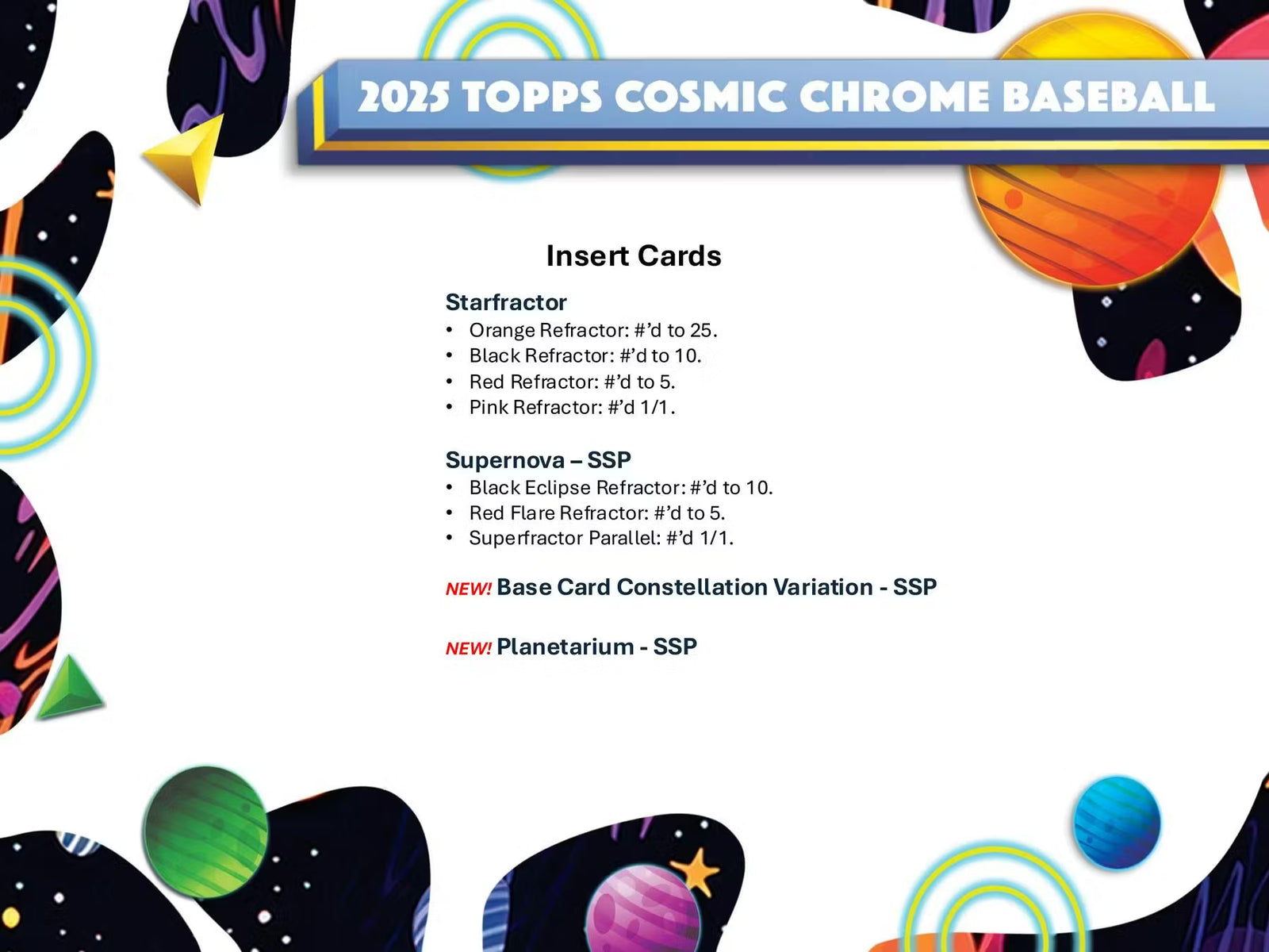 2025 Topps Cosmic Chrome Baseball Hobby Trading Cards