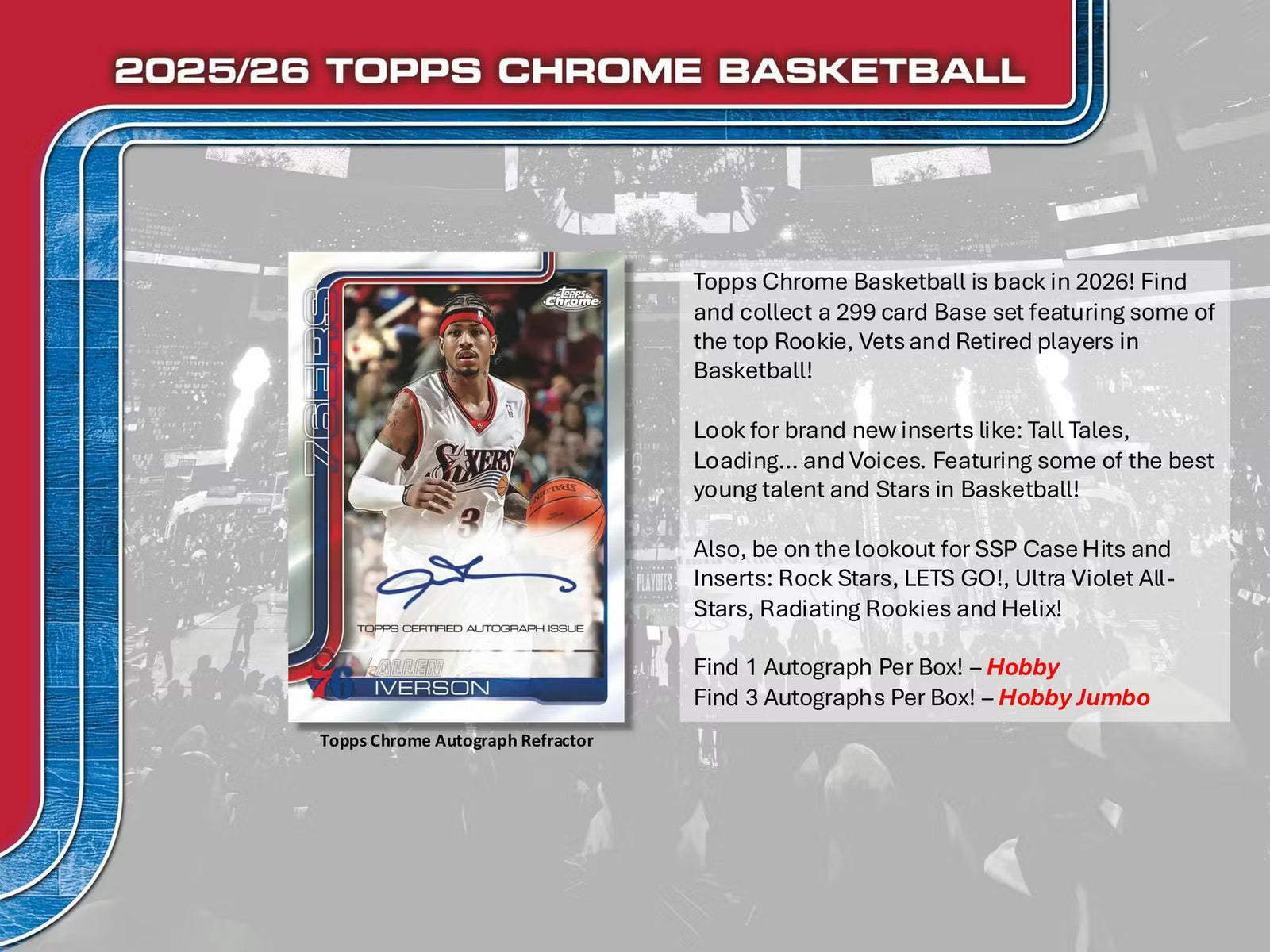 2025-26 Topps Chrome Basketball Jumbo First Day Issue Trading Cards