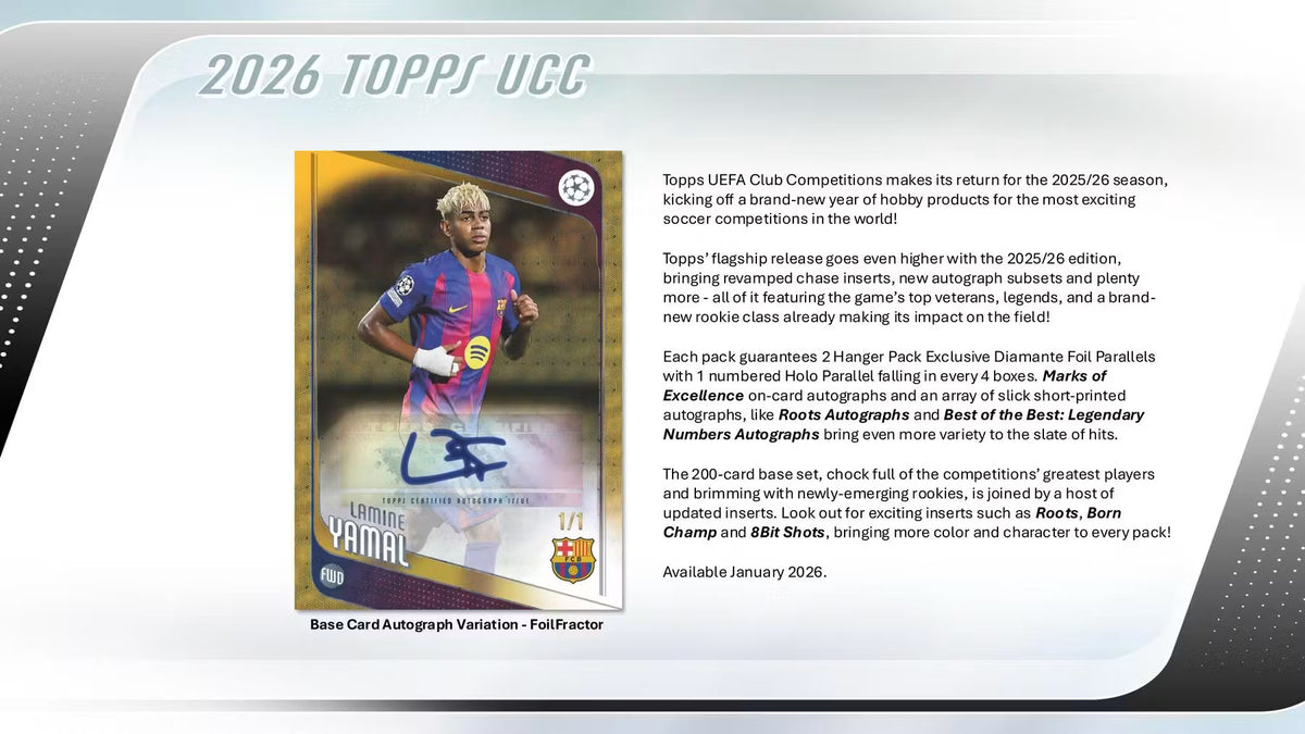 2025-26 Topps UEFA Club Competitions Soccer Hanger Trading Cards LV