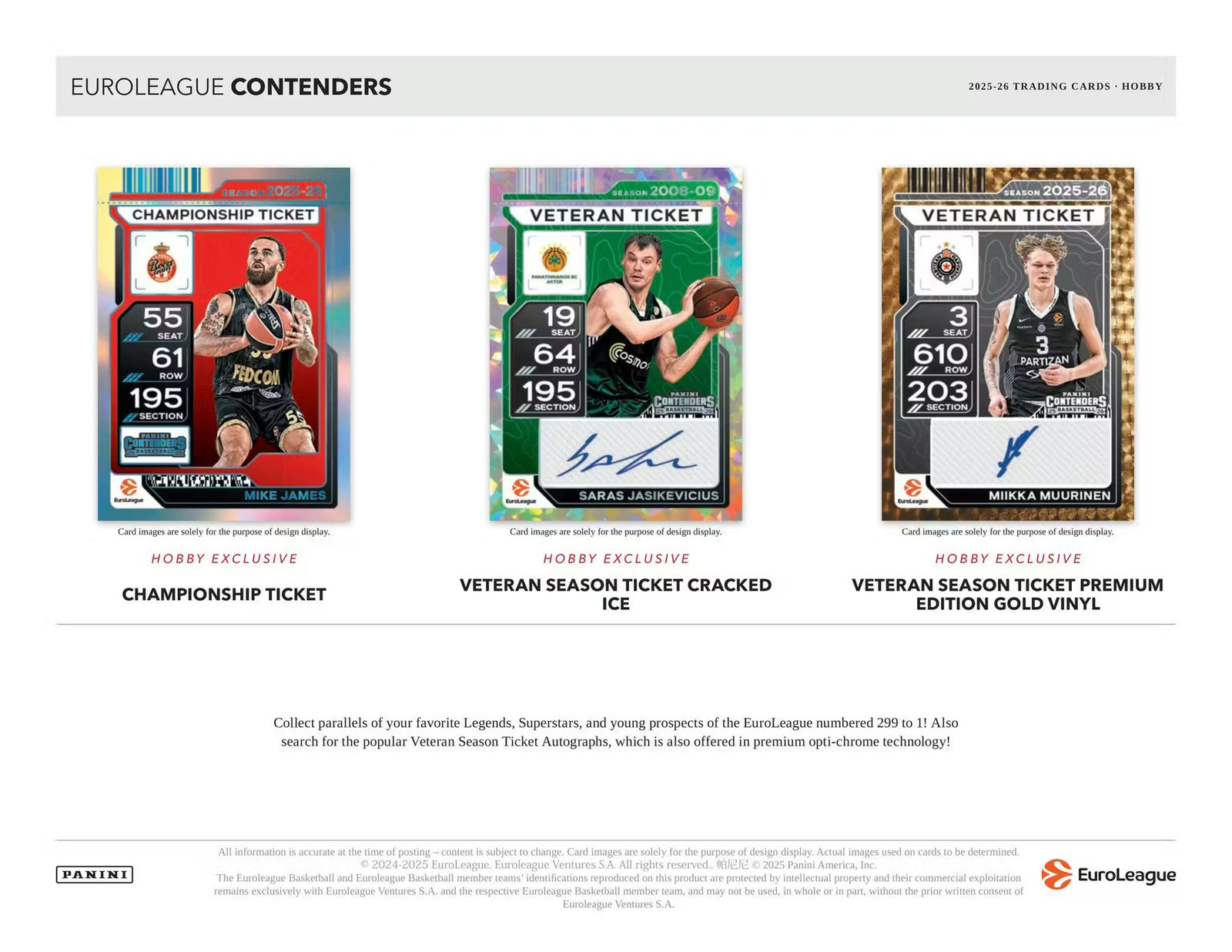 2025-26 Panini Contenders EuroLeague Basketball Hobby Trading Cards
