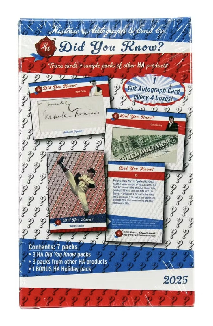 2025 Historic Autographs Did You Know Trading Cards