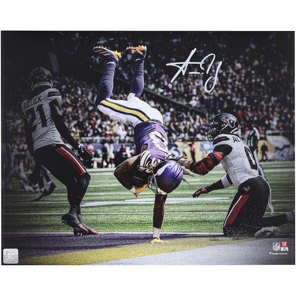 Aaron Jones Minnesota Vikings Autographed 16" x 20" Touchdown Flip Spotlight Photograph - The Ballers Bank