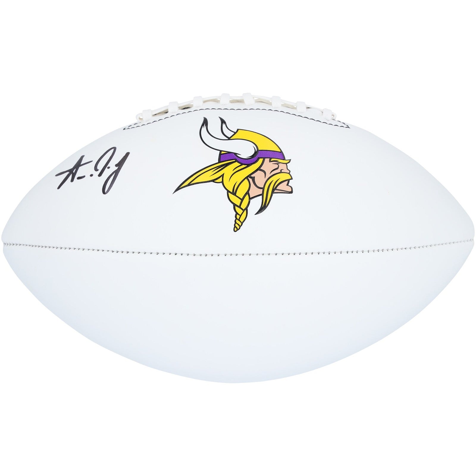 Aaron Jones Minnesota Vikings Autographed Fanatics Authentic Franklin White Panel Football - The Ballers Bank