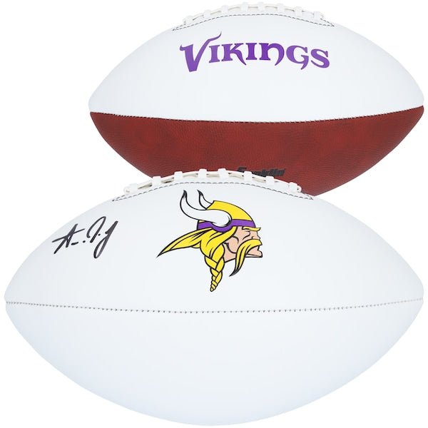 Aaron Jones Minnesota Vikings Autographed Fanatics Authentic Franklin White Panel Football - The Ballers Bank